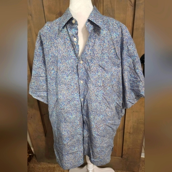 ST. CROIX 100% Cotton Short Sleeve Button Down Shirt In Blue Pattern. Size XXL - Picture 5 of 9
